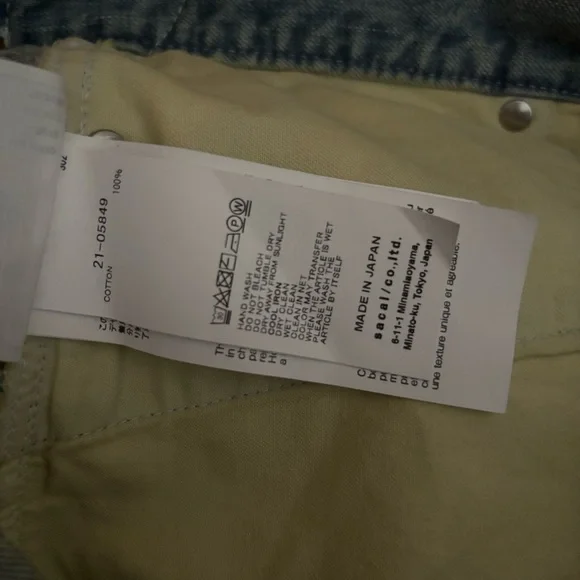 SACAI DENIM SHORTS sz 2 S-M Blue Jeans High Waist Skort Raw Hem - Picture 12 of 15